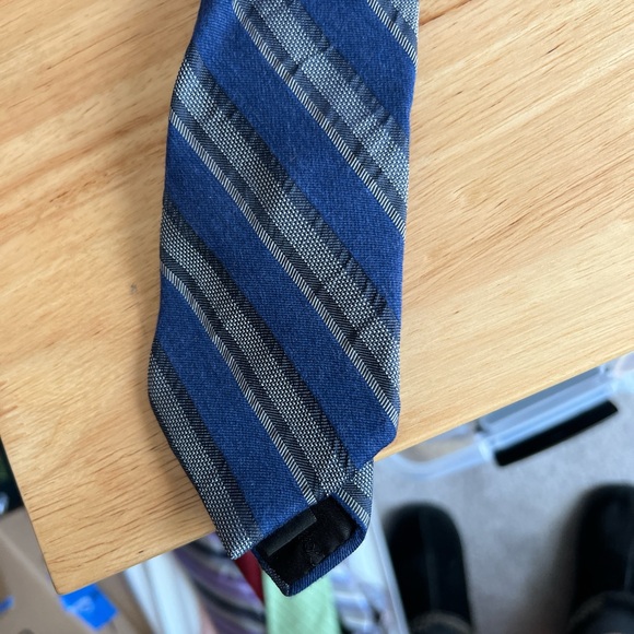 Calvin Klein Navy and Charcoal Striped Tie - Picture 1 of 6